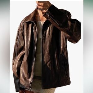 Vintage looking distressed genuine leather jacket